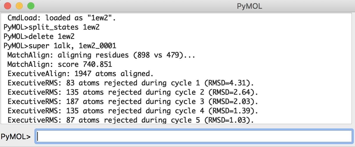 PyMOLコンソール画面
